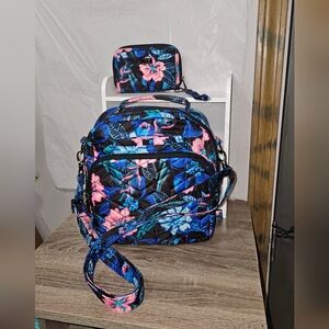 Lug Floral Crossbody Bag Set - Black, Blue, Pink